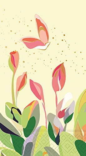 Design Design Spring Garden Theme Disposable Guest Towels - Butterflies and Flowers - Two Pack of 15-3-Ply Buffet Napkins