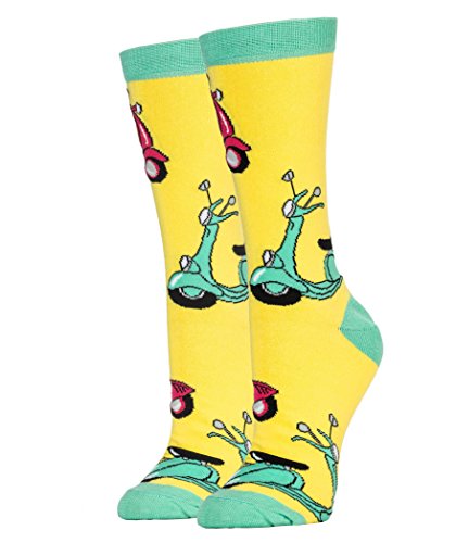 Oooh Yeah Socks Women's Jyinstyle Sock It Up Funny Print Crew Socks-Moped Ride