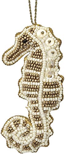 HS Seashells Seahorse Gold Mother of Pearl MOP & Beads Ornament