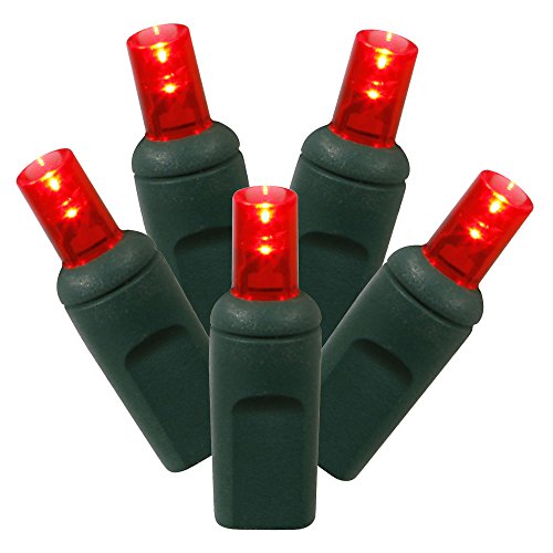 Vickerman Single Mold Wide Angle LED Christmas Set String-Lights, 70Lt, Red