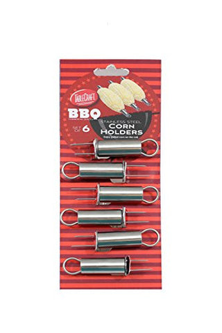 Tablecraft Stainless Steel Corn Holders 3.5 x 1 x 0.75 (Set of 6) (BBQ6C) Silver