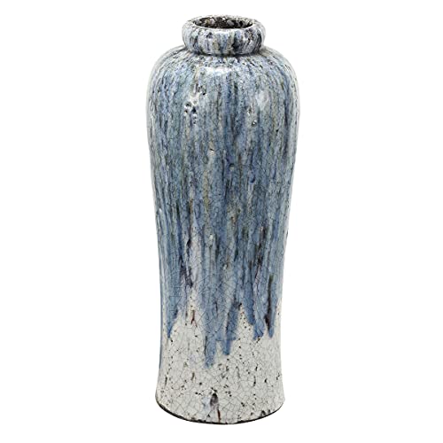 A&B Home 1709 Tall Round Terracotta Glazed Vase D‚Äö√Ñ√∂‚àö‚Ä†‚àö‚àÇ¬¨¬®¬¨¬©cor, Blue