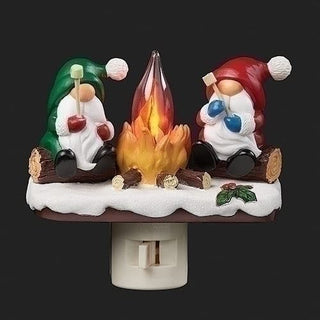 Roman Gnomes by Campfire Nightlight, 4-inch Height, Resin, Room Lighting Decoration