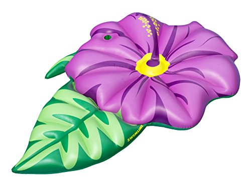 Swimline Hibiscus Flower Float Pool Inflatable Ride-On, Pink, Green