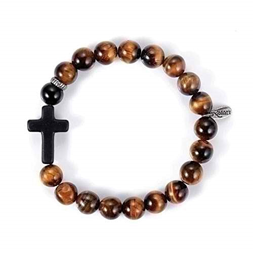 Roman Alexa's Angels 8" men's cross bracelet tiger eye stretch
