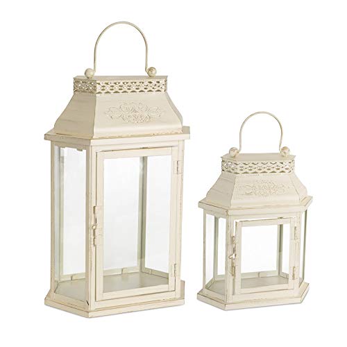 Melrose International Ivory Lantern, Set of Two