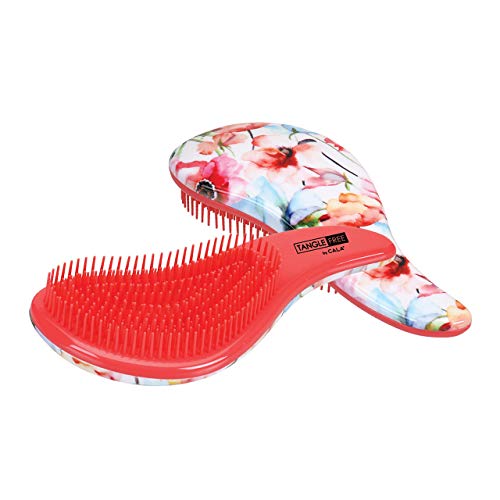 Cala Tangle free coral floral hair brush, Flower Pink/Blue