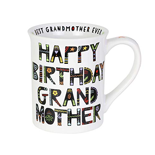 Enesco 6003675 Our Our Name is Mud Happy Birthday Grandmother Cuppa Doodle Coffee Mug, 16 oz, White