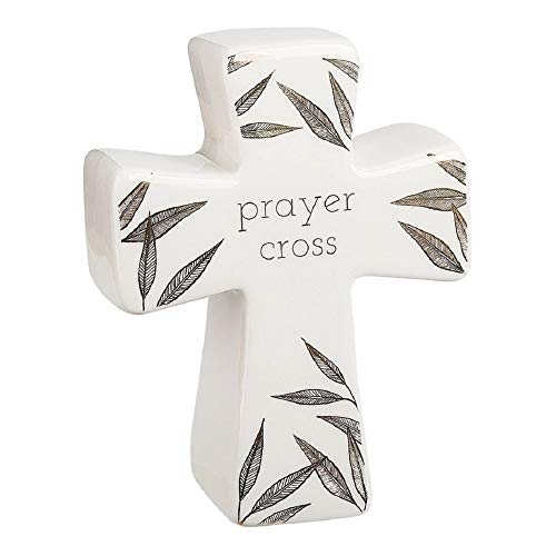 Roman 223485 Alexa's Angel Gold Leaf Prayer Cross, 6-inch Height, Porcelain