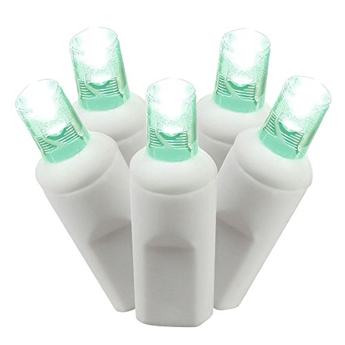 Vickerman Light Set Features 70 LED Lights on White Wire with 3.5" Bulb Spacing & 8" Drop Spacing, 9', Green