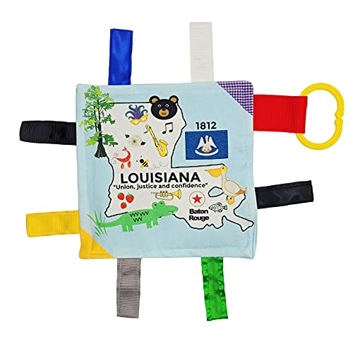 Baby Jack Louisiana NOLA Baby Tag Crinkle Me Stroller Toy Lovey for Tummy Time, Sensory Play, Traveling and Photography
