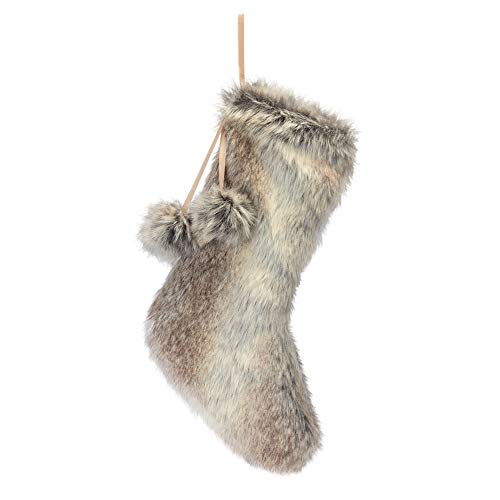 Melrose 81419 Polyester Hanging Christmas Stocking with Pom-pom, 18-inch Height, Gray