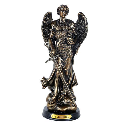 Pacific Trading Giftware St Jehudiel Carrying Crown of Salvation Figurine 8 Inch Tall Wooden Base with Brass Name Plate