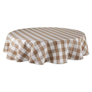 DII Design Buffalo Check Collection, Classic Farmhouse Tablecloth, Tablecloth, 70" Round, Stone