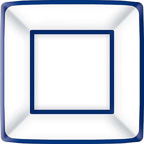 Boston International IHR Square Dinner Paper Plates, 10 x 10-Inches, Blue on White