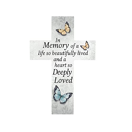 Carson 14463 Butterfly Memorial Wall Cross, 14-inch Length, Wood