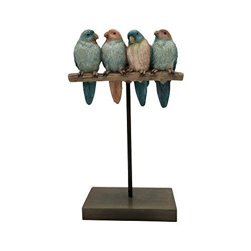 Comfy Hour Farmhouse Home Decor Collection 10" Polyresin Four Birds Sparrows Gathering On Stand Tabletop Decor