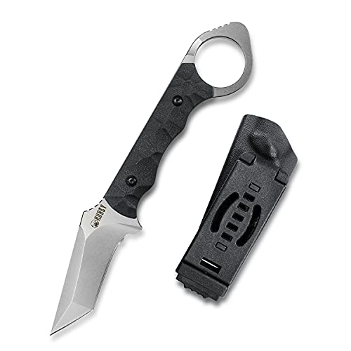 Kubey WOLF E-CQC KU320 Fixed Blade Edc Knife Tanto D2 Blade and G10 Handle with Black Kydex Sheath Good for Outdoor Hunting and Hiking (Satin)