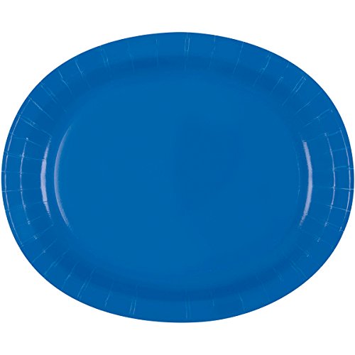 Unique Industries, Oval Paper Plates, 8 Pieces - Royal Blue
