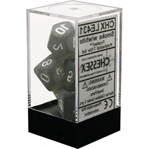 Chessex LE431 Frosted Polyhedral Smoke/White, Set of 7