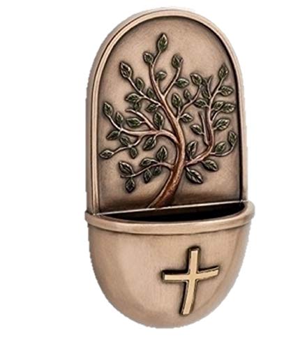 Roman Inc. 6"H Holy Water Font Tree of Life Bronze Wall Font