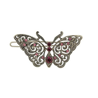 1928 Jewelry Women's Blue Butterfly Crystal Filigree Tige Boule Hair Barrette