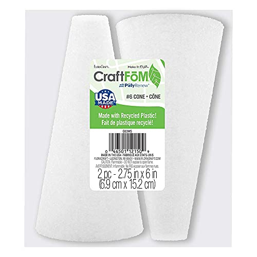 FloraCraft Styrofoam 2 Piece Cone 2.8 Inch x 5.8 Inch White