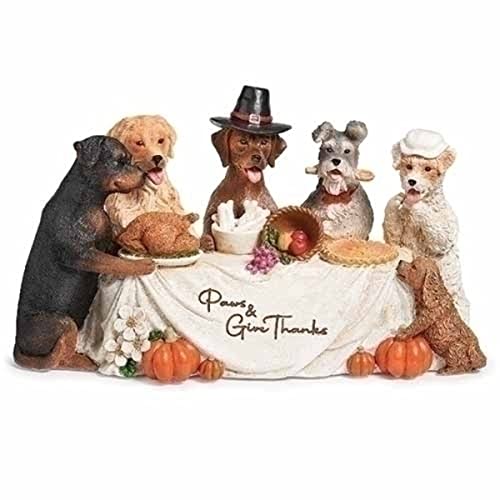 Roman 10.25" Dining Dogs Thanksgiving Table Top Decor