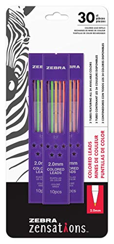  Zebra Pen Zensations Mechanical Colored Pencils, 2.0mm Point  Size, Assorted Colored Lead, 24-Count : Office Products