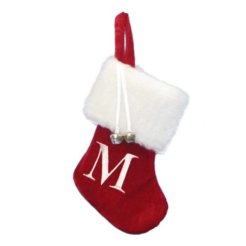 Kurt Adler 7" Red and White Monogram "M" Mini Christmas Stocking