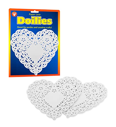 Hygloss Paper Doilies - White, Heart, 4, Pkg of 100