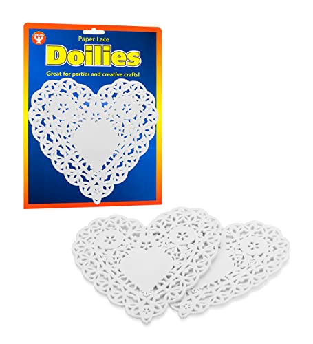 Hygloss Products Heart Paper Doilies – 6 Inch White Lace Doily for Decorations, Crafts, Parties, 100 Pack