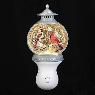 Roman 160155 Lantern Swirl Nightlight with Cardinal Scene, 7-inch High