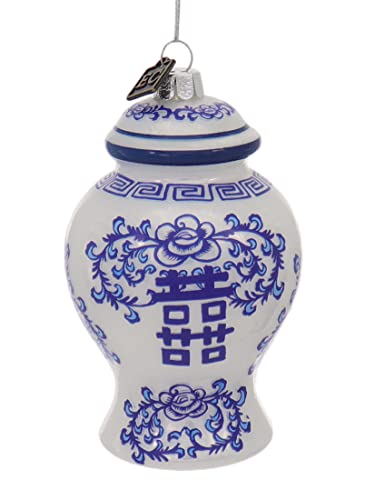 Raz 4" Delft Ginger Jar Glass Christmas Ornament 3953034
