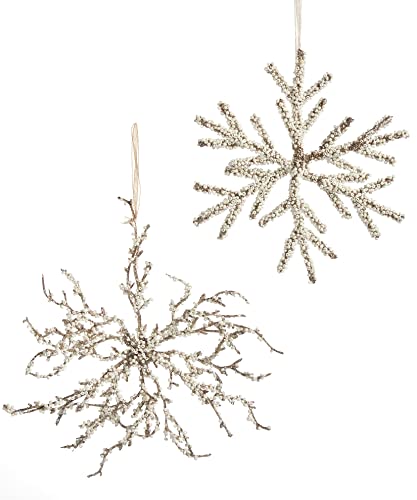 Giftcraft 667019 Christmas Snowflake Ornament, Set of 2, Plastic and Wire