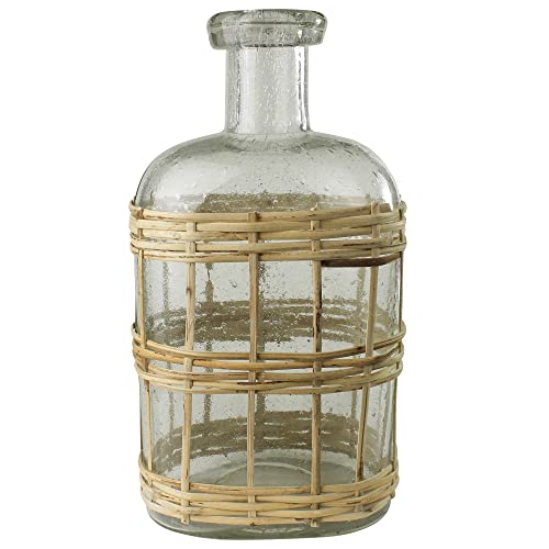 HomArt 9647-0 Glass and Rattan Cairo Decorative Bottle , Large