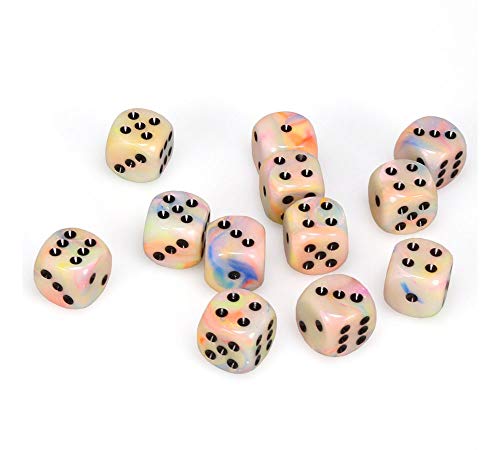 DND Dice Set-Chessex D&D Dice-16mm Festive Circus and Black Plastic Polyhedral Dice Set-Dungeons and Dragons Dice Includes 12 Dice – D6