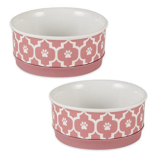 DII Design Bone Dry Lattice Collection Pet Bowl & Canister, Small Set, 4.25x2 inches, Rose, 2 Piece