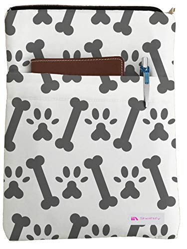 Shelftify Paws and Bones Book Sleeve - Book Cover for Hardcover and Paperback - Book Lover Gift - Notebooks and Pens Not Included