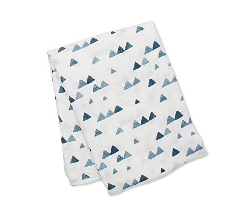 Mary Meyer Lulujo Baby Bamboo Muslin Silky Soft Swaddling Blanket, Navy Triangles, 47 x 47-Inches