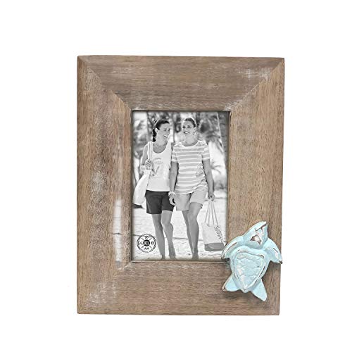 Beachcombers B22297 Whitewashed Turquoise Turtle Frame, 4-inches x 6-inches
