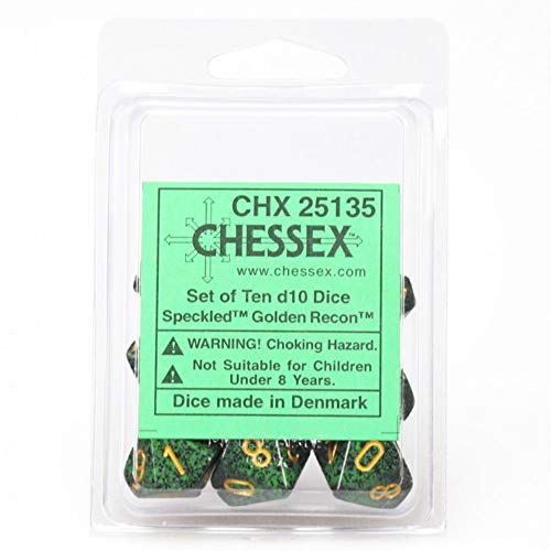 Chessex Manufacturing 25135 Golden Recon Speckled - Ten Sided Die D10