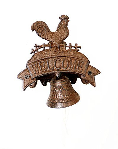 Cofy Hour 7" Cast Iron Doorbell, Rooster, Antique, Vintage Style For