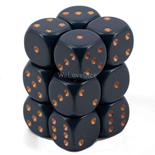 Chessex DND Dice Set D&D Dice-16mm Opaque Dusty Blue and Gold Plastic Polyhedral Dice Set-Dungeons and Dragons Dice Includes 12 Dice D6, (CHX25626)
