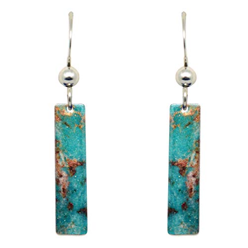 Turquoise Stone Earrings, 2" rectangle dangle, made in U.S.A. by d&
