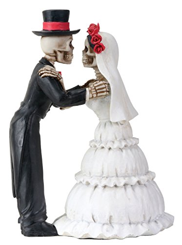 Pacific Trading YTC 4 Inch Day of The Dead Skeleton Wedding Couple Kiss Figurine
