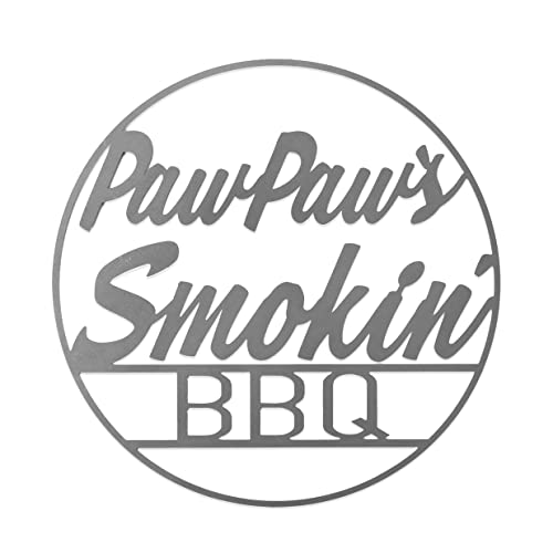 ROCC RUSTED ORANGE CRAFTWORKS CO. Vintage Circle Signs - BBQ (PawPaw's)-Steel Outdoor Barbecue sign-Outdoor Kitchen-Grill-Men's gift-Father's Day gift-Bachelor Sign for men -decorative sign
