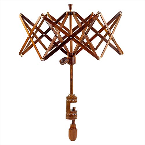 Nagina International's Yarn Swift Umbrella Table Top Yarn Winder | Hand Operated Ball Winder Holder | Knitting Tool for Swift Winding Lines, Laces Yarns & Fiber (Rosewood, X-Large)
