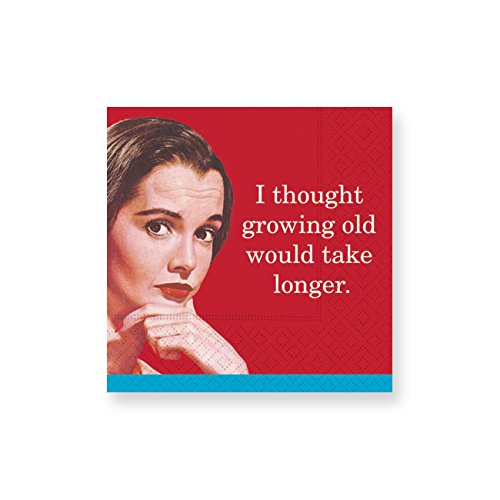 Design Design 624-07374 Growing Old Cocktail Napkins, 5", Red