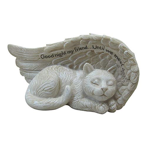 Comfy Hour Loving Memory Collection 4" Cat Peacefully Sleeping in Angel Wing Figurine Pet Statue - in Memory of My Best Friend Bereavement (Goodnight My Friend Until we Meet Again) , Polyresin